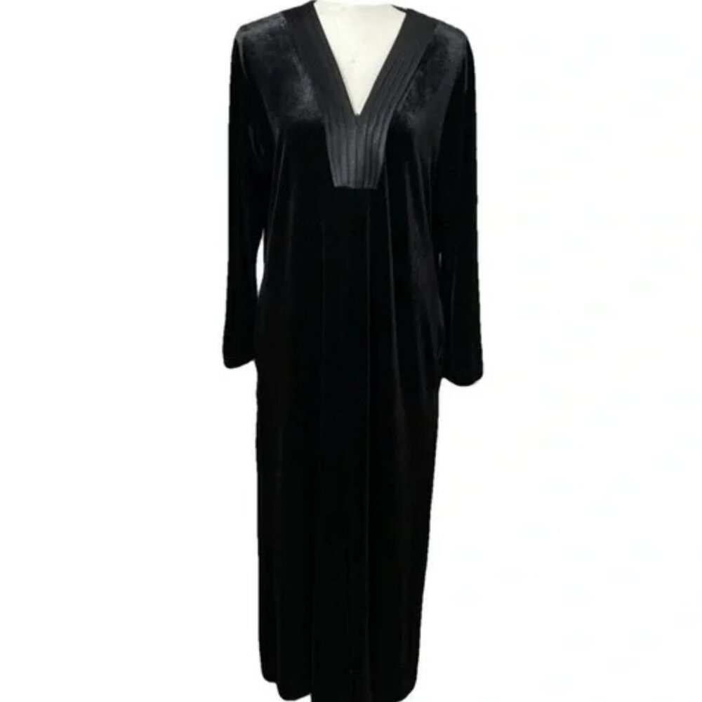 Vintage Oscar De La Renta Pink Label Black Velvet Sleepwear Dress. SZ 2X - Picture 1 of 2